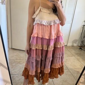 Tiered multicolor pink dress
